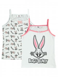 Bugs Bunny Παιδικό Φανελάκι 2 Τμχ Για Κορίτσι 2-10 Χρονών Λευκό