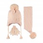 Kitti Kids Girls Παιδικό Σετ Σκουφάκι, Γάντια και Κασκόλ 9-15 Χρονών Πούδρα