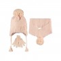 Kitti Kids Girls Παιδικό Σετ Σκουφάκι, Γάντια και Κασκόλ 9-15 Χρονών Πούδρα