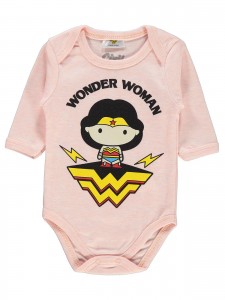 Wonder Woman Girl Βρεφικό Κορμάκι 0-24 Μηνών Σομόν