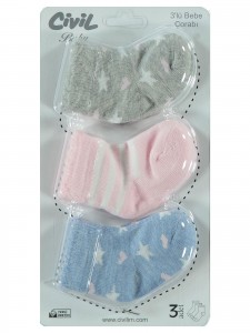 Civil Baby Girl Βρεφικό Σετ Κάλτσες 3Τμχ 0-6 Μηνών Ροζ