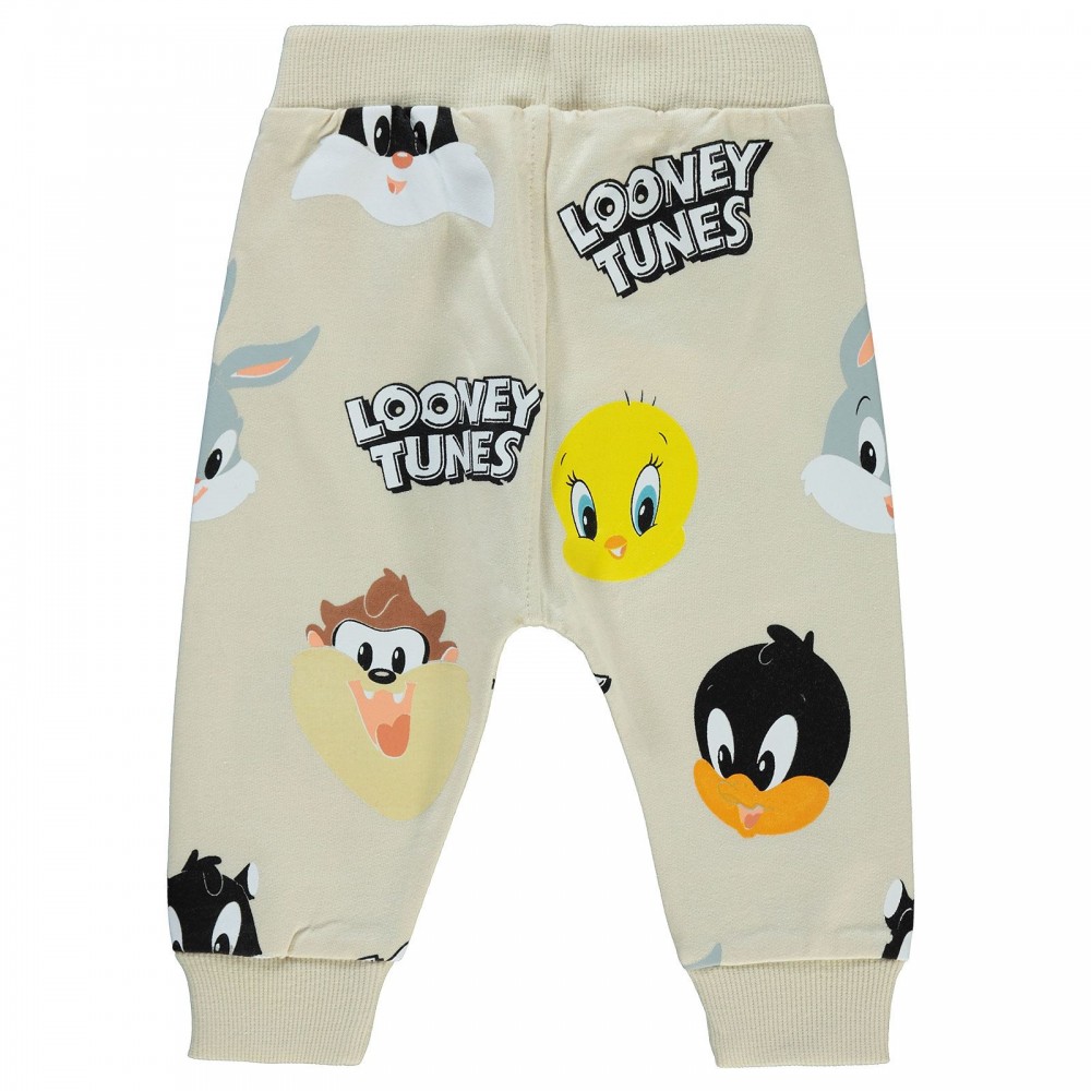 Looney Tunes Boy Βρεφικό Παντελόνι Φόρμας 6-18 Μηνών Κρεμ