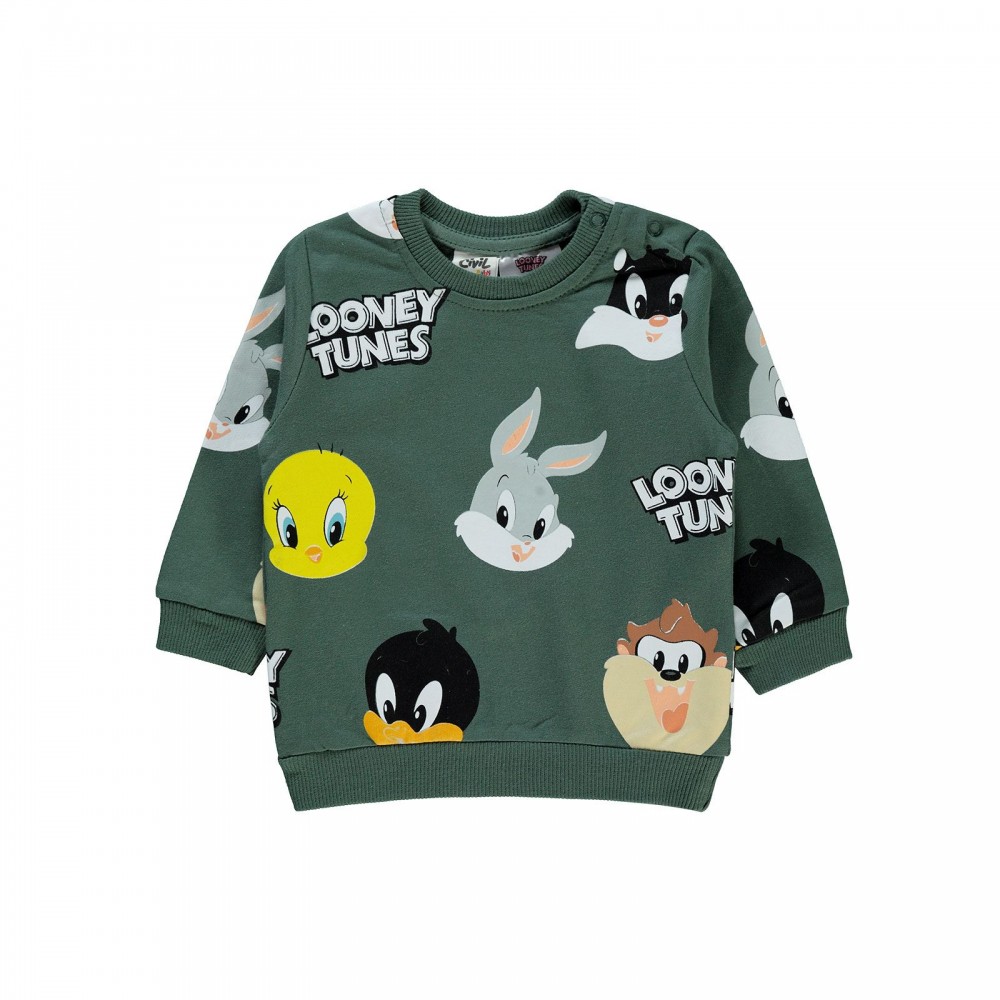 Looney Tunes Baby Boy Βρεφικό Φούτερ 6-18 Μηνών Πράσινο