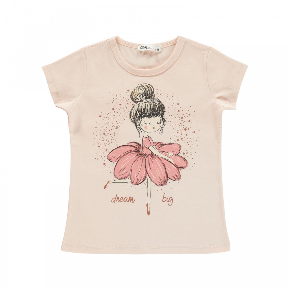 Civil Girls Παιδικό T-Shirt 2-5 Χρονών Σομόν