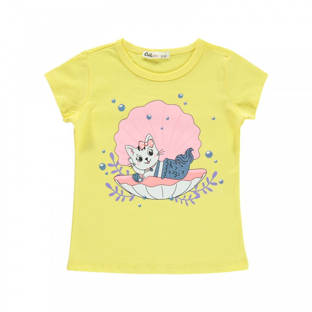 Civil Girls Παιδικό T-Shirt 2-5 Χρονών Κίτρινο