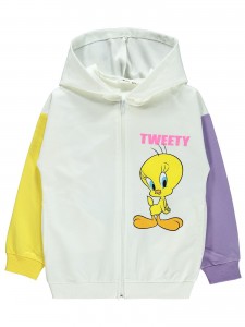 Tweety Girls Παιδική Ζακέτα Με Κουκούλα 10-13 Χρονών Εκρού