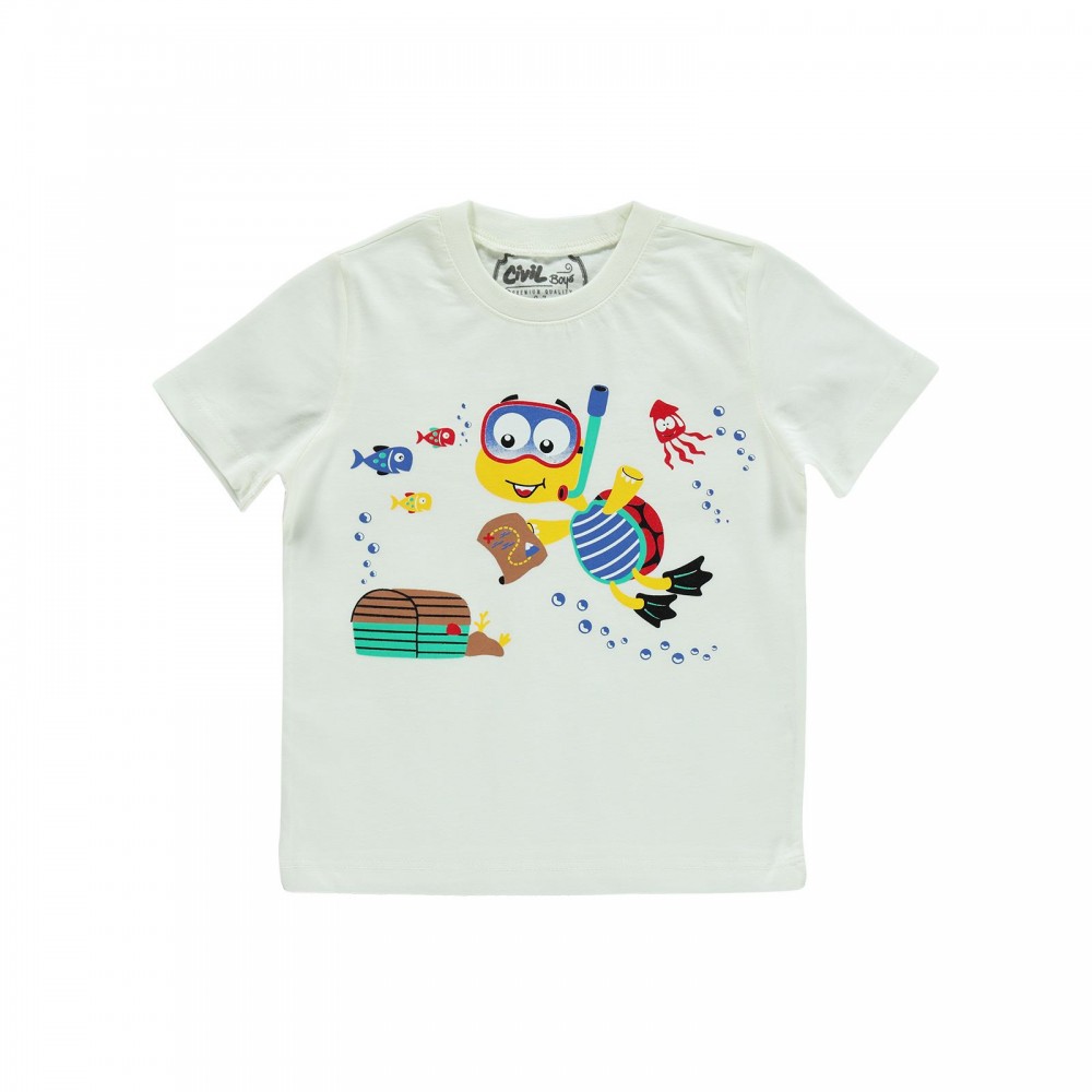 Civil Boys Παιδικό T-Shirt 2-5 Χρονών Εκρού