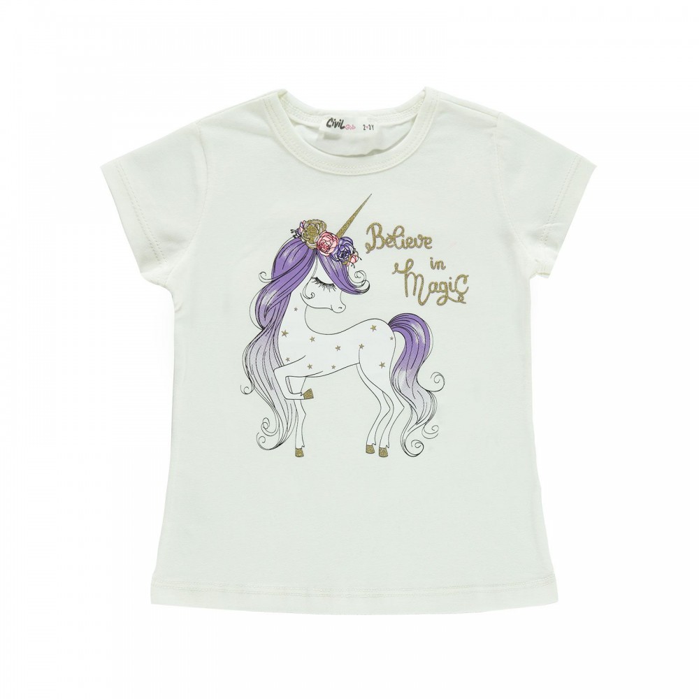 Civil Girls Παιδικό T-Shirt 2-5 Χρονών Εκρού