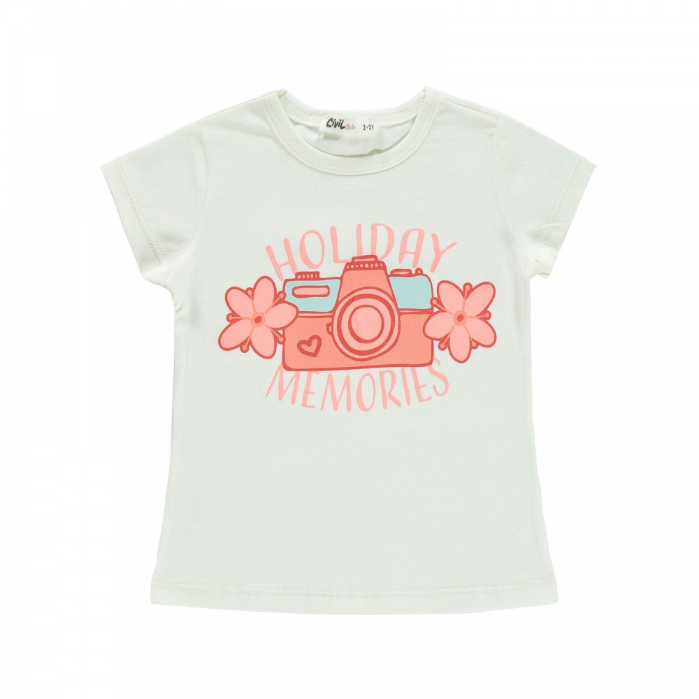 Civil Girls Παιδικό T-Shirt 2-5 Χρονών Εκρού