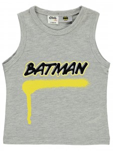 Batman Baby Boy Βρεφικό Αμάνικο T-Shirt 6-18 Μηνών Γκρι Μελανζέ