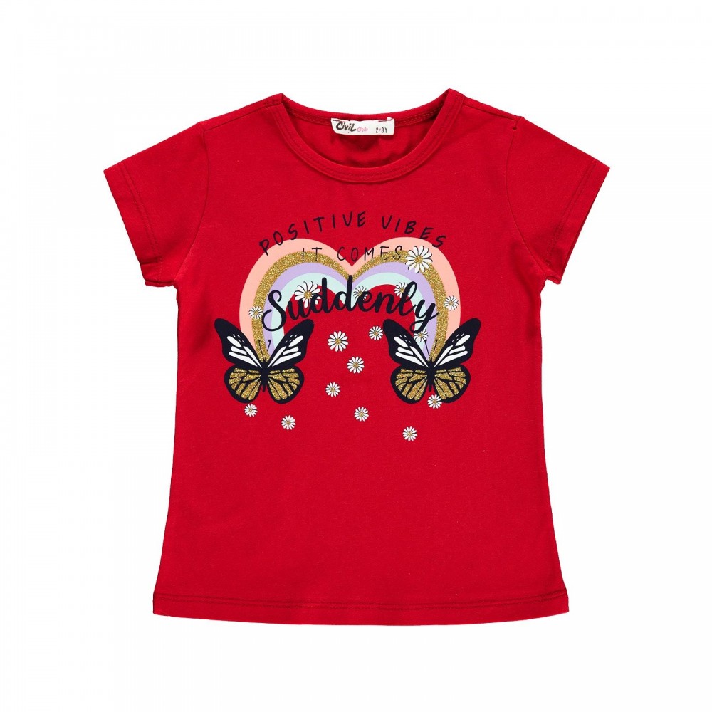 Civil Girls Παιδικό T-Shirt 2-5 Χρονών Κόκκινο