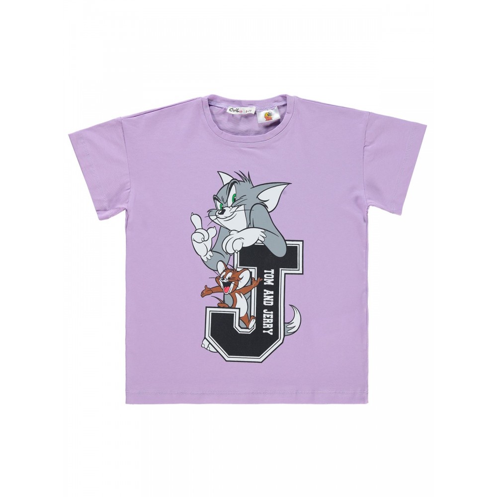 Tom ve Jerry Girls Παιδικό T-Shirt 6-9 Χρονών Λιλά