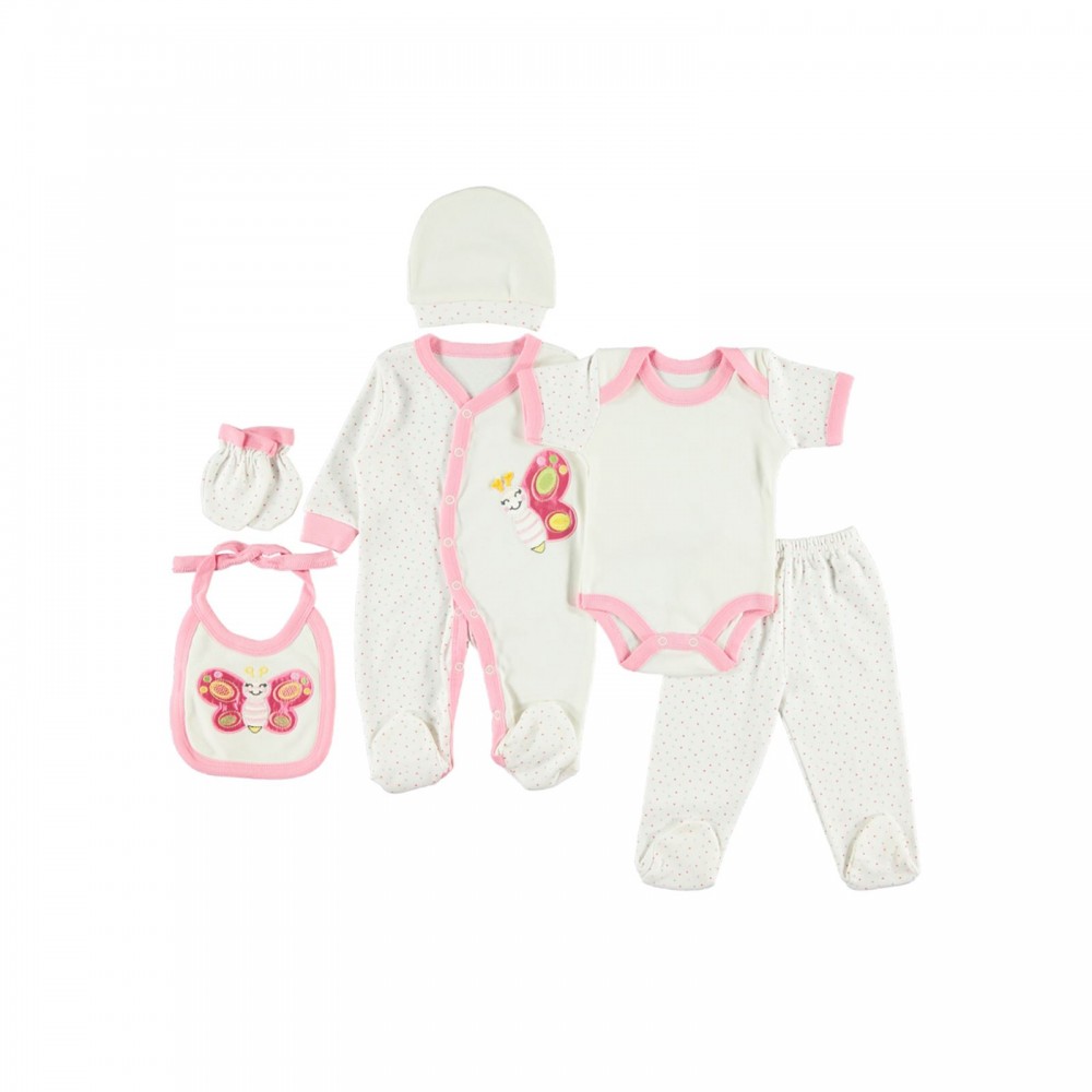 Civil Baby Girl Βρεφικό Σετ Για Νεογέννητο 6Τμχ Ροδί