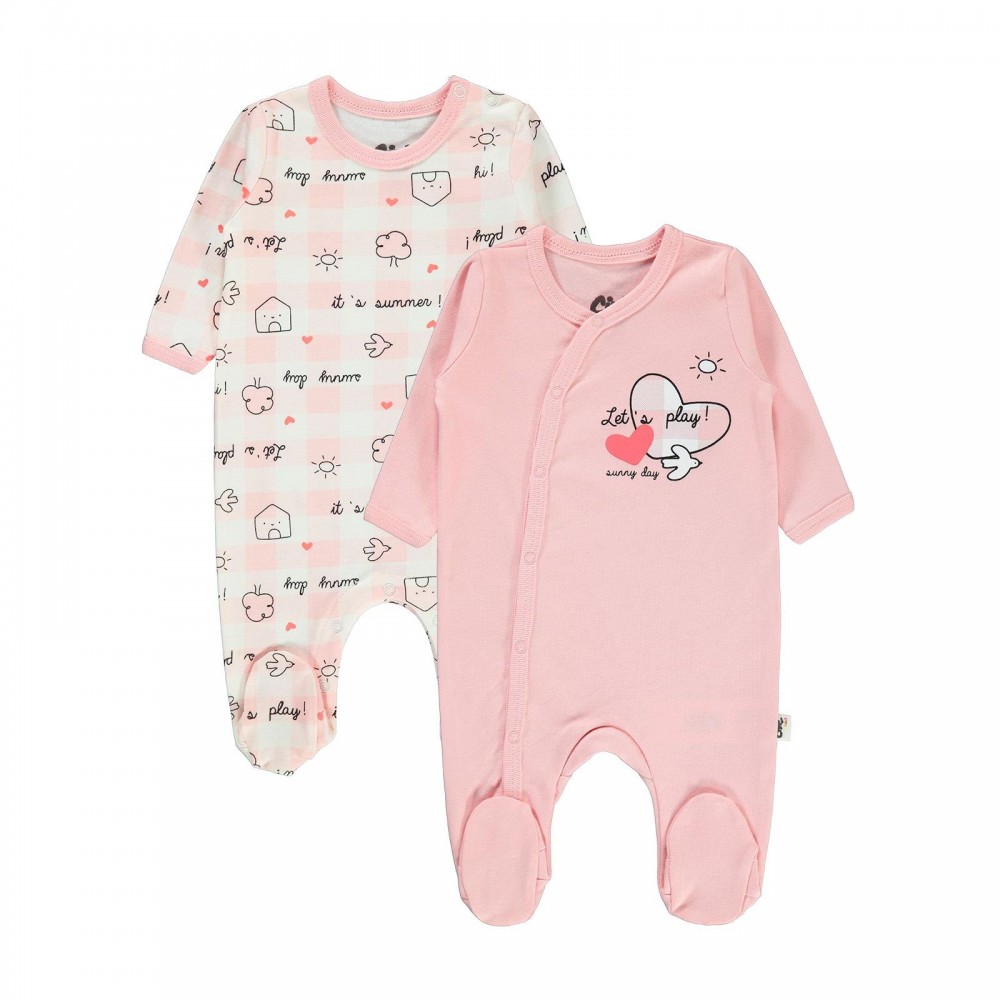 Civil Baby Girl Βρεφικό Φορμάκι 2Τμχ 1-3 Μηνών Πούδρα