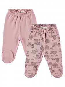 Civil Baby Βρεφικό Παντελόνι Φόρμας Με Κλειστό Ποδαράκι 2Τμχ 1-3 Μηνών Πούδρα