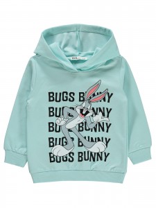 Bugs Bunny Girls Παιδικό Φούτερ Με Κουκούλα 2-5 Χρονών Πράσινο Νερού