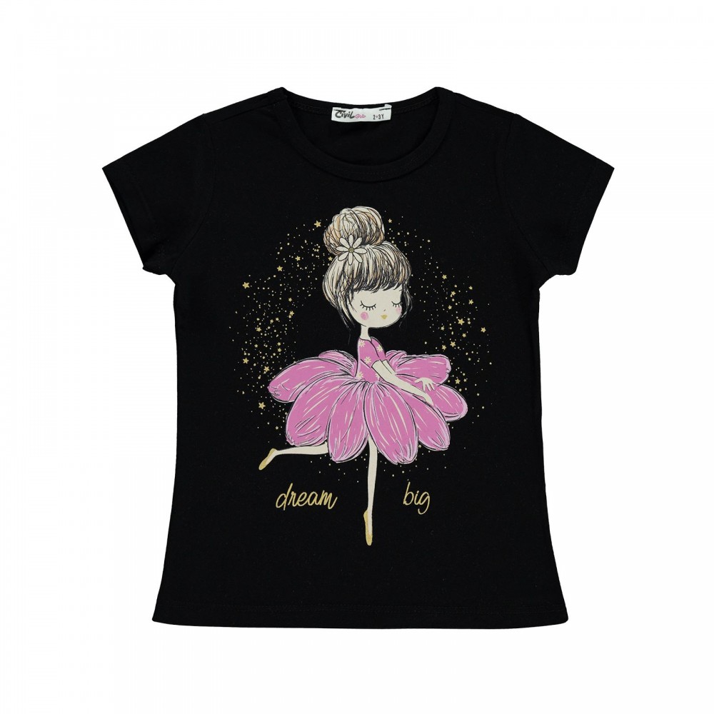Civil Girls Παιδικό T-Shirt 2-5 Χρονών Μαύρο