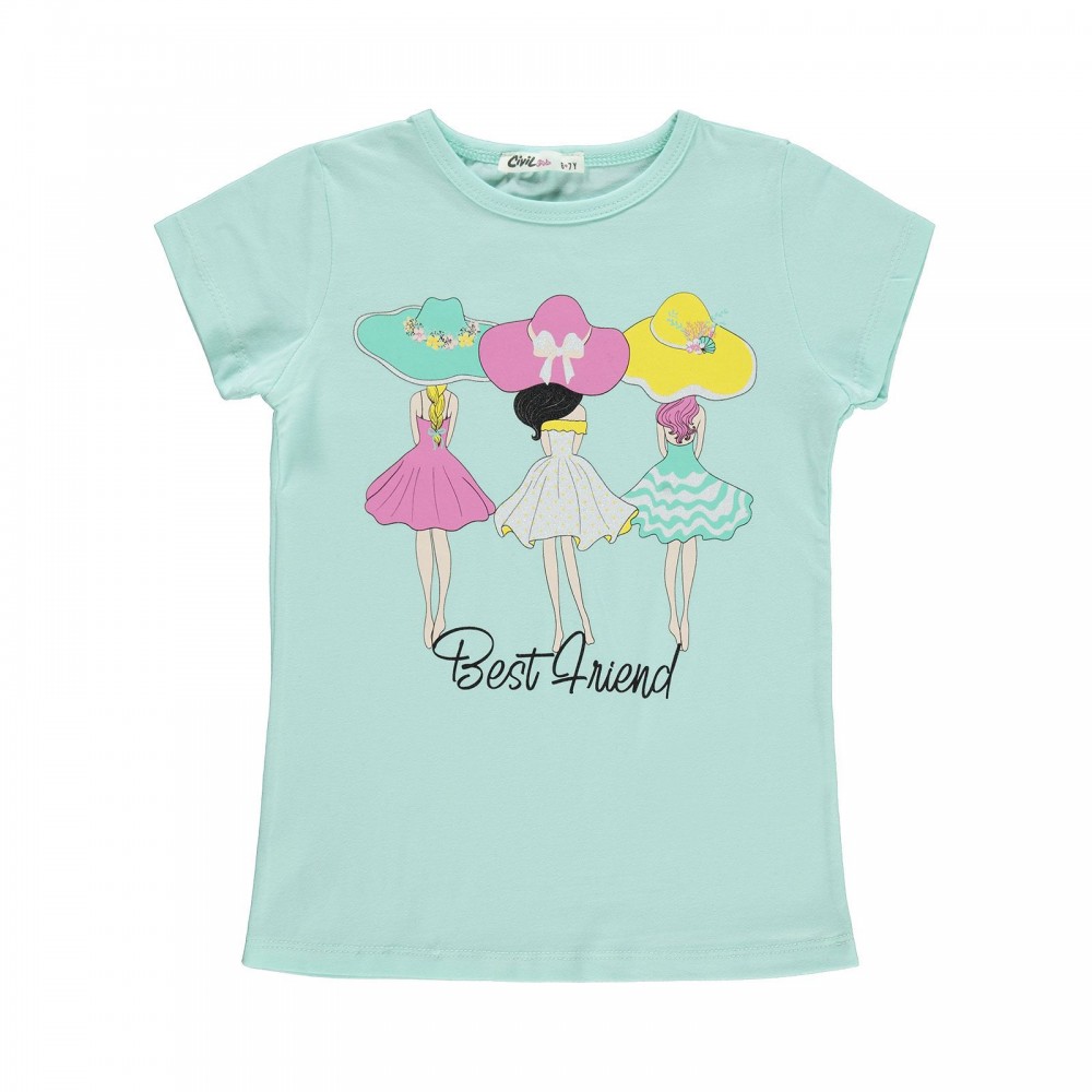 Civil Girls Παιδικό T-Shirt 6-9 Χρονών Πράσινο Νερού