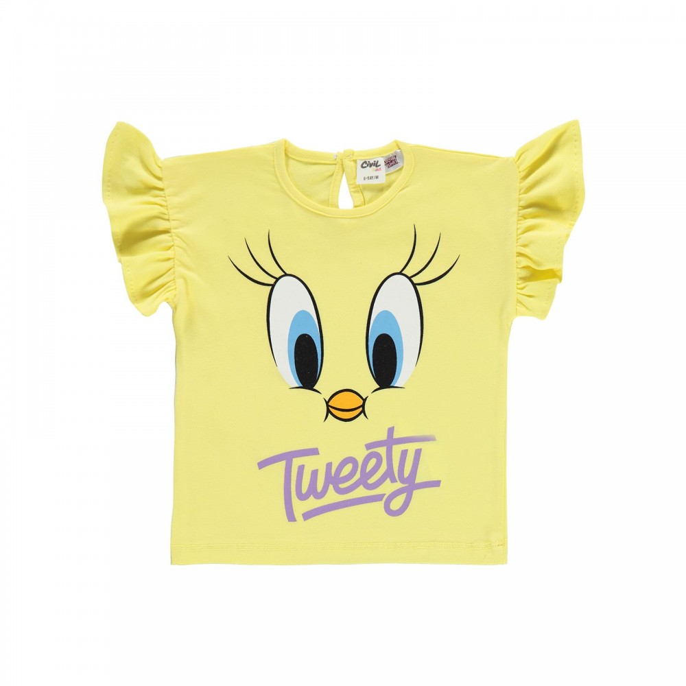 Tweety Baby Girl Βρεφικό T-Shirt 6-18 Μηνών Κίτρινο