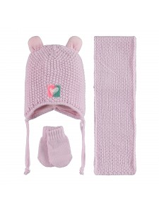 Civil Baby Girl Βρεφικό Σετ Σκουφάκι, Γάντια και Κασκόλ 0-24 Μηνών Λιλά