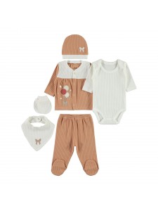 Civil Baby Girl Βρεφικό Σετ Για Νεογέννητο 6Τμχ 0-1 Μηνών Ροζ